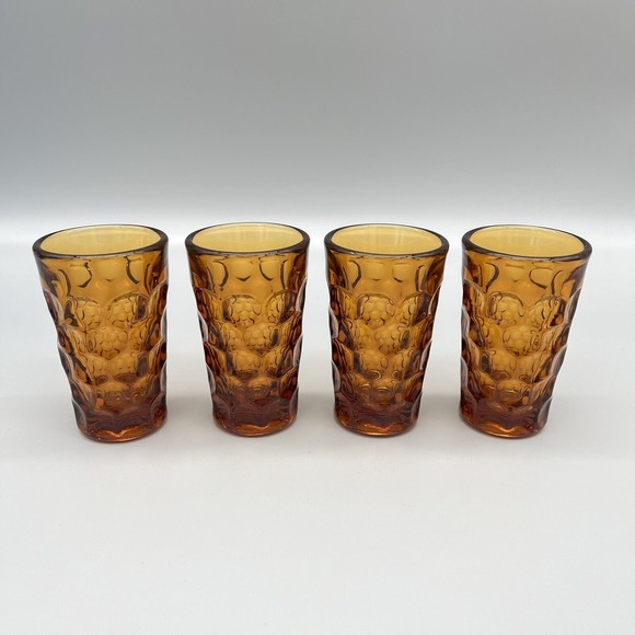 Imperial Glass Other - Vintage Imperial Amber Glass Provincial Juice Glasses Amber Brown Set of 4 EUC
